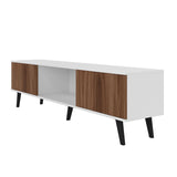 Manhattan Comfort Doyers Mid-Century Modern TV Stand White and Nut Brown 176AMC188