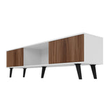 Manhattan Comfort Doyers Mid-Century Modern TV Stand White and Nut Brown 176AMC188