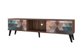 Manhattan Comfort Doyers Mid-Century Modern TV Stand Multi Color Red and Blue 176AMC213