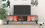 Manhattan Comfort Doyers Mid-Century Modern TV Stand Multi Color Red and Blue 176AMC213