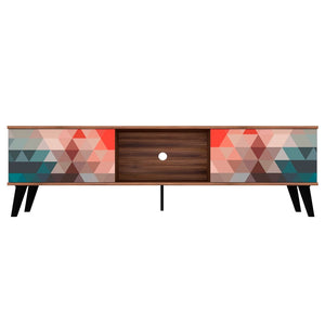 Manhattan Comfort Doyers Mid-Century Modern TV Stand Multi Color Red and Blue 176AMC213