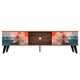 Manhattan Comfort Doyers Mid-Century Modern TV Stand Multi Color Red and Blue 176AMC213