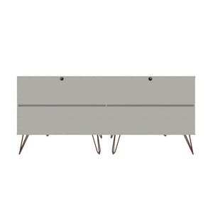 Manhattan Comfort Rockefeller Mid-Century Modern 2-Piece Wide and Tall Dresser White 176GMC1