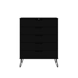 Manhattan Comfort Rockefeller Mid-Century Modern 2-Piece Wide and Tall Dresser Black 176GMC2