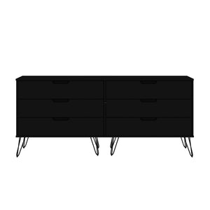 Manhattan Comfort Rockefeller Mid-Century Modern 2-Piece Wide and Tall Dresser Black 176GMC2