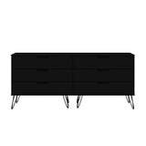 Manhattan Comfort Rockefeller Mid-Century Modern 2-Piece Wide and Tall Dresser Black 176GMC2