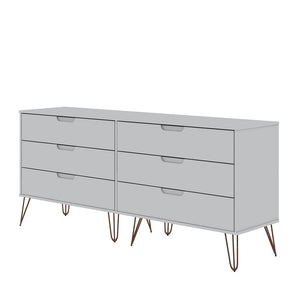 Manhattan Comfort Rockefeller Mid-Century Modern 2-Piece Wide and Tall Dresser Off White and Nature 176GMC3