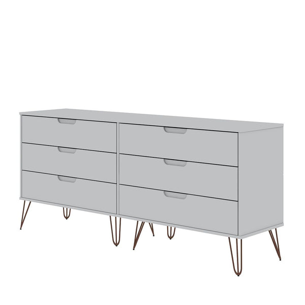 Manhattan Comfort Rockefeller Mid-Century Modern 2-Piece Wide and Tall Dresser Off White and Nature 176GMC3