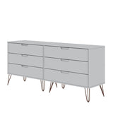 Manhattan Comfort Rockefeller Mid-Century Modern 2-Piece Wide and Tall Dresser Off White and Nature 176GMC3