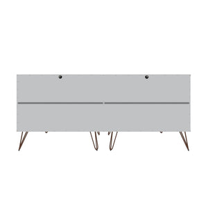 Manhattan Comfort Rockefeller Mid-Century Modern 2-Piece Wide and Tall Dresser Off White and Nature 176GMC3