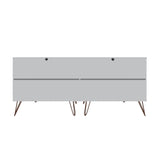 Manhattan Comfort Rockefeller Mid-Century Modern 2-Piece Wide and Tall Dresser Off White and Nature 176GMC3