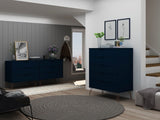 Manhattan Comfort Rockefeller Mid-Century Modern 2-Piece Wide and Tall Dresser Tatiana Midnight Blue 176GMC4