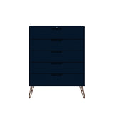 Manhattan Comfort Rockefeller Mid-Century Modern 2-Piece Wide and Tall Dresser Tatiana Midnight Blue 176GMC4