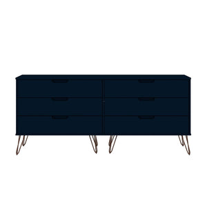 Manhattan Comfort Rockefeller Mid-Century Modern 2-Piece Wide and Tall Dresser Tatiana Midnight Blue 176GMC4