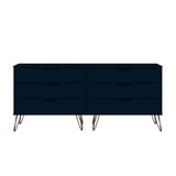 Manhattan Comfort Rockefeller Mid-Century Modern 2-Piece Wide and Tall Dresser Tatiana Midnight Blue 176GMC4