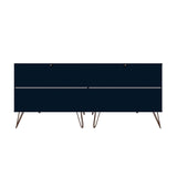 Manhattan Comfort Rockefeller Mid-Century Modern 2-Piece Wide and Tall Dresser Tatiana Midnight Blue 176GMC4