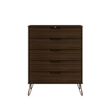 Manhattan Comfort Rockefeller Mid-Century Modern 2-Piece Wide and Tall Dresser Brown 176GMC5