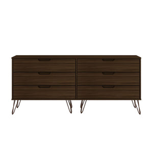 Manhattan Comfort Rockefeller Mid-Century Modern 2-Piece Wide and Tall Dresser Brown 176GMC5