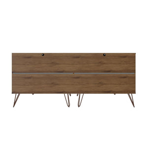 Manhattan Comfort Rockefeller Mid-Century Modern 2-Piece Wide and Tall Dresser Nature and Rose Pink 176GMC6