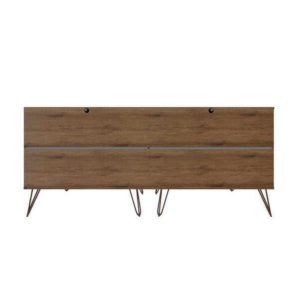 Manhattan Comfort Rockefeller Mid-Century Modern 2-Piece Wide and Tall Dresser Nature and Rose Pink 176GMC6