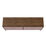 Manhattan Comfort Rockefeller Mid-Century Modern 2-Piece Wide and Tall Dresser Nature and Rose Pink 176GMC6