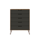 Manhattan Comfort Rockefeller Mid-Century Modern 2-Piece Wide and Tall Dresser Nature and Textured Grey 176GMC7