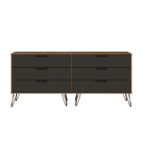 Manhattan Comfort Rockefeller Mid-Century Modern 2-Piece Wide and Tall Dresser Nature and Textured Grey 176GMC7