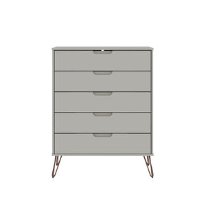 Manhattan Comfort Rockefeller Mid-Century Modern 2-Piece Wide and Tall Dresser Off White 176GMC8