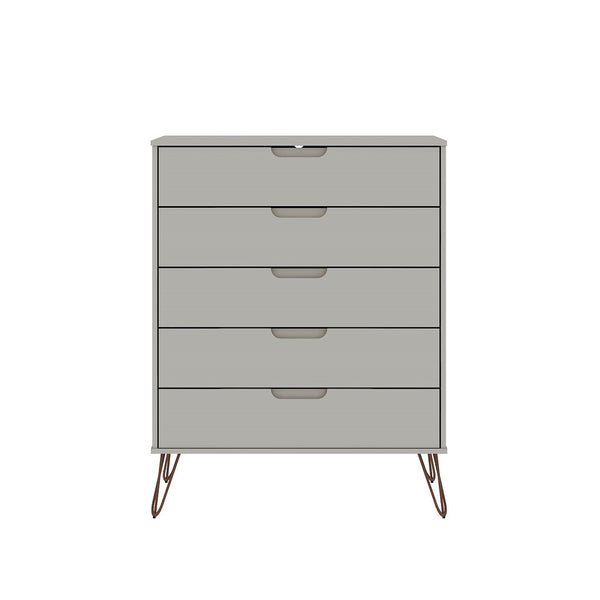 Manhattan Comfort Rockefeller Mid-Century Modern 2-Piece Wide and Tall Dresser Off White 176GMC8