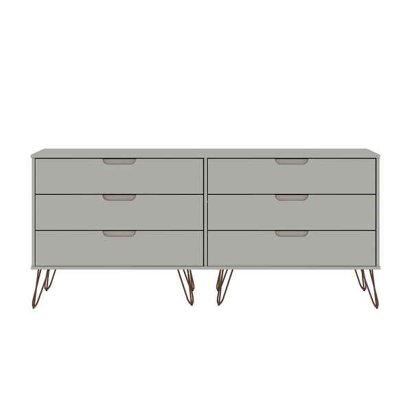 Manhattan Comfort Rockefeller Mid-Century Modern 2-Piece Wide and Tall Dresser Off White 176GMC8