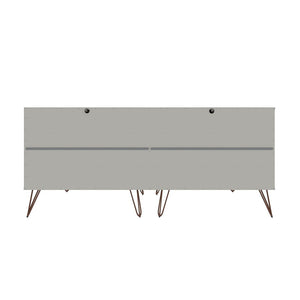 Manhattan Comfort Rockefeller Mid-Century Modern 2-Piece Wide and Tall Dresser Off White 176GMC8