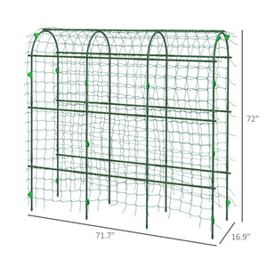 English Elm Arch A-frame Steel Garden Trellis with Climbing Net for Outdoor Vining Plants T3971P425491