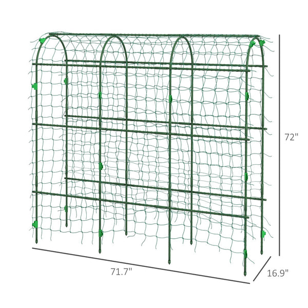 English Elm Arch A-frame Steel Garden Trellis with Climbing Net for Outdoor Vining Plants T3971P425491