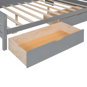 English Elm Full Size Wooden Daybed With Stylish Led Lighting, Glass Storage Cabinets & Versatile Shelves In Gray N820S00051E