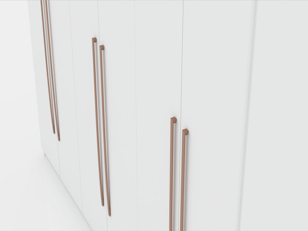 English Elm Gramercy 82" Wardrobe Organizer with Soft-Close Doors, Aluminum Rods, Shelves & Center Drawers White B365S00001