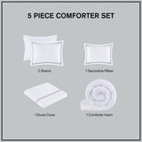 Madison Park Signature 500 Thread Count Luxury Collection Glam/Luxury 100% Cotton Sateen Embroidered Comforter Set MPS10-507 White/Grey