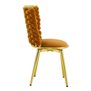 English Elm Set of 2 Velvet Dining Chairs with Braided Rope Backs and Glamorous Metal Legs Gold,Orange W3875P399194