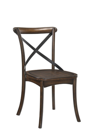 English Elm Kaelyn Dark Oak Side Chair Set of 2 with Black X Metal Backrest — Rustic-Industrial Dining Seating B2726P255758