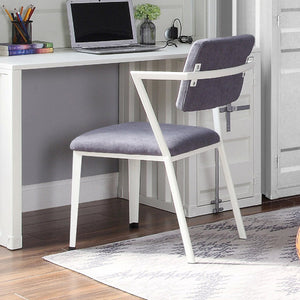 English Elm Metal Metal Frame Office Chair with Padded Cushion for Kids Room, Open Back, Timeless White Gray Finish PMID: stylish B016P322887