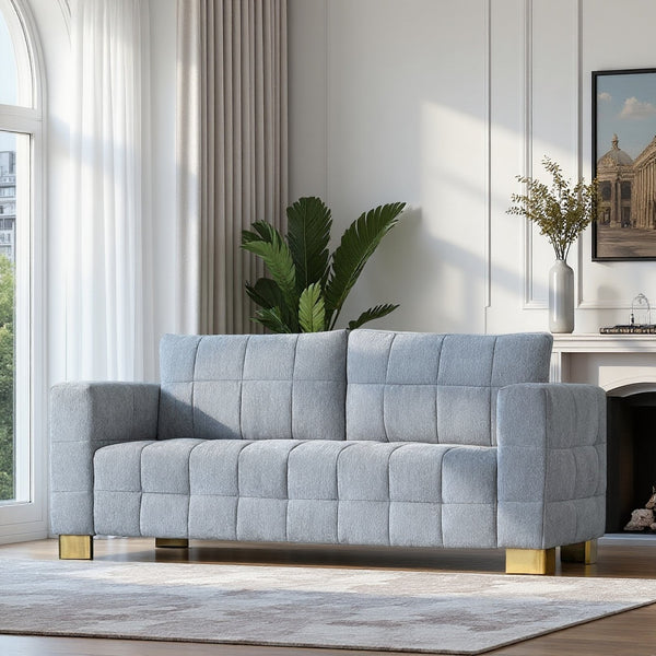 English Elm FX-P54-LG Chenille Sofa with Plush Velvet Feel, Metallic Accents & Durable Polyester Upholstery for Stylish Comfort and Versatile Modern Decor W576S00167