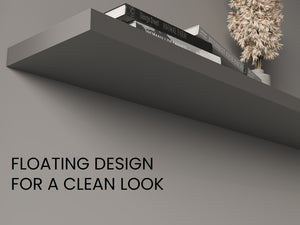 English Elm Ecco Floating Shelves Set of 2 47" — Sleek MDF Wall-Mounted Display with Hidden Brackets for Storage Grey 49 L x 11 W x 4 H B200P286946