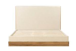 English Elm Zoey Eastern King Platform Bed Wire-brushed Oak Beige Upholstered Scandinavian Frame B2756S00022