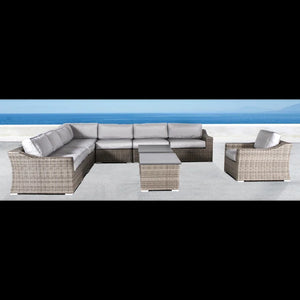 English Elm Fully Assembled 10-Piece Outdoor Wicker Seating Group For 7 - Comfortable, Stylish & Modular Design B120S00121