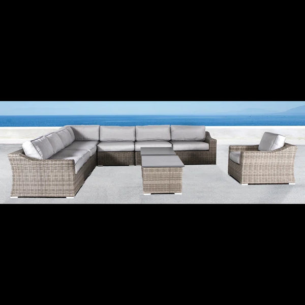 English Elm Fully Assembled 10-Piece Outdoor Wicker Seating Group For 7 - Comfortable, Stylish & Modular Design B120S00121