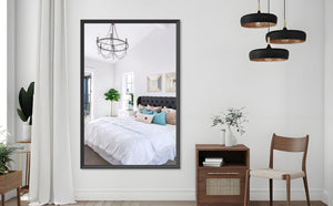 English Elm 60"X40" Oversized Modern Mirror With Black Aluminum Frame - Perfect For Bathroom, Living Room & More! W708P297668