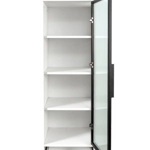 English Elm Elegant White Storage Cabinet – Modern Design With Glass Doors & Ample Space For Any Room Decor W331P298186