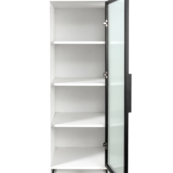 English Elm Elegant White Storage Cabinet – Modern Design With Glass Doors & Ample Space For Any Room Decor W331P298186