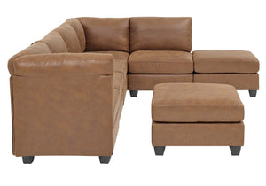 English Elm Faux Leather Modular Sectional Sofa Flexible Pu Upholstered Living Room Seating B2748S00045