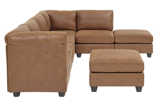 English Elm Faux Leather Modular Sectional Sofa Flexible Pu Upholstered Living Room Seating B2748S00045