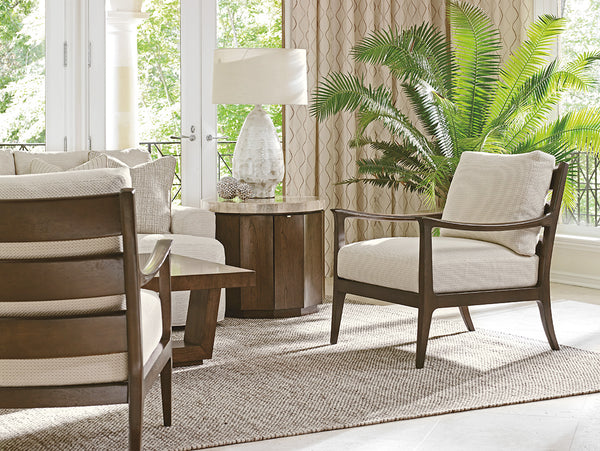 Lexington Glendora Drum Table - Contemporary Mocha-finished Design With Silver Travertine Top And Storage Shelf Carrillo  721-950